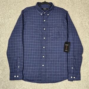 Proof flannel Shirt Mens XL Blue Plaid Button down Long Sleeve Huckberry NEW